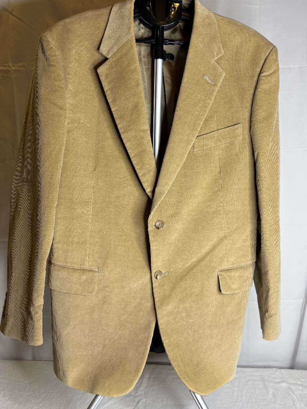 VINTAGE Mens Blazer-EVAN PICONE Beige/Tan Corduroy Lined 2-Button 42 Long